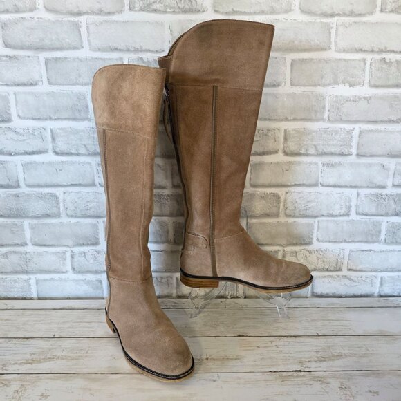 Franco Sarto Caydee Tan Suede Leather Wide Calf Tall Boots sz 6 Classic - Picture 8 of 8
